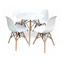 Comedor Mesa Eames Redonda Blanca 80cm + 4 Sillas Eames Blancas