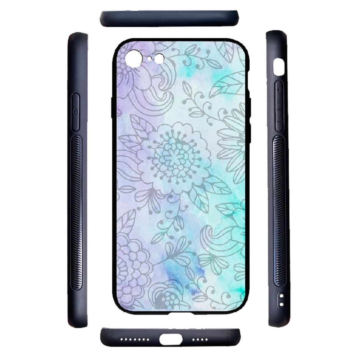 GENERICO - Carcasa IPHONE 8 Mandala celeste Borde negro