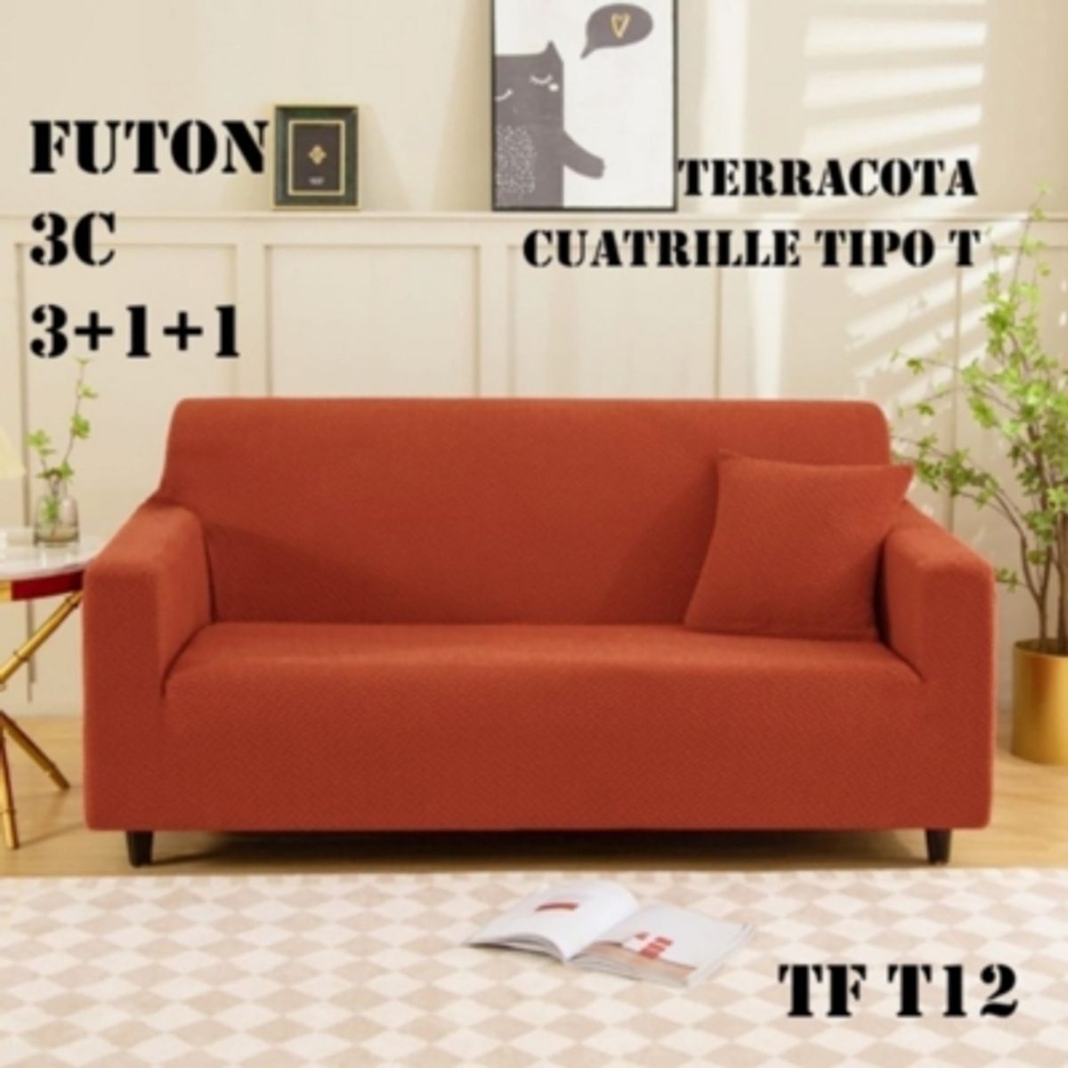 GENERICO - Fundas Sillon Sofa Texturizada Y Elasticadas 3 Cuerpos