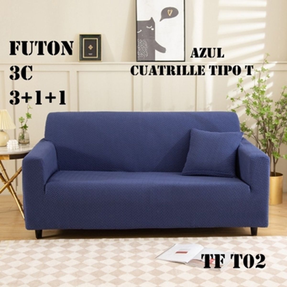 GENERICO - Fundas Sillon Sofa Texturizada Y Elasticadas 3 Cuerpos