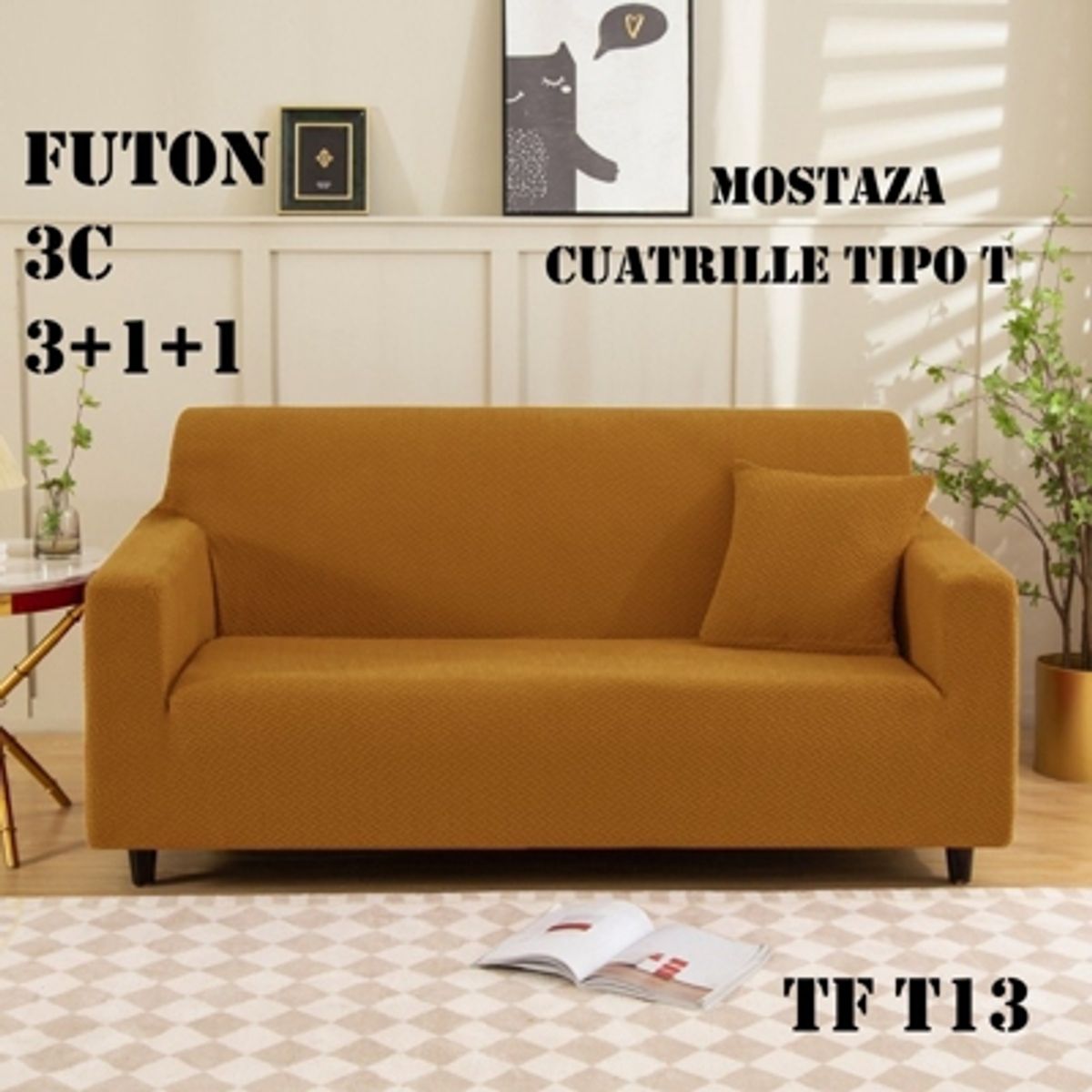 GENERICO - Fundas Sillon Sofa Texturizada Y Elasticadas 3 Cuerpos
