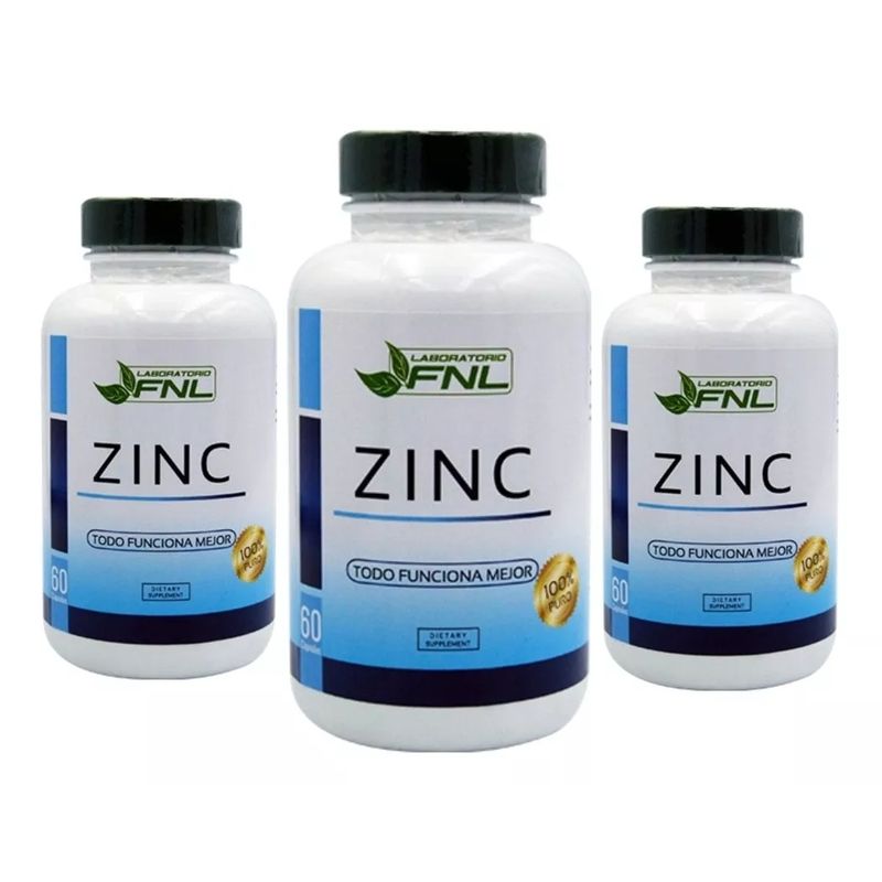FNL - Zinc Fnl 3 Frascos 180 Capsulas 3x60 Caps