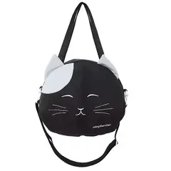 GENERICO - Bolso Cartera Totebag de mano con carita de gato - negro