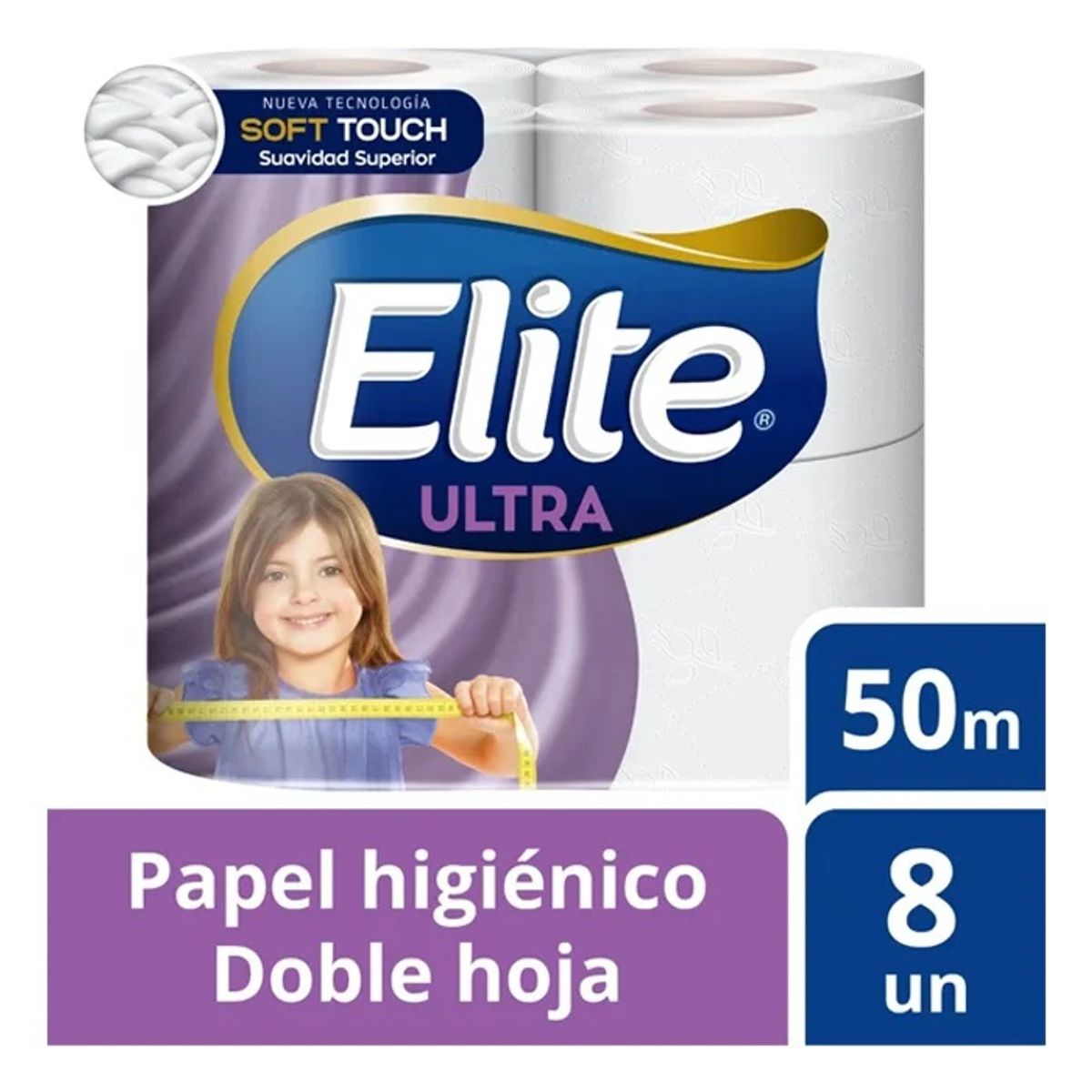ELITE - Papel Higiénico Doble Hoja Ultra - 50 MT X 8 UN