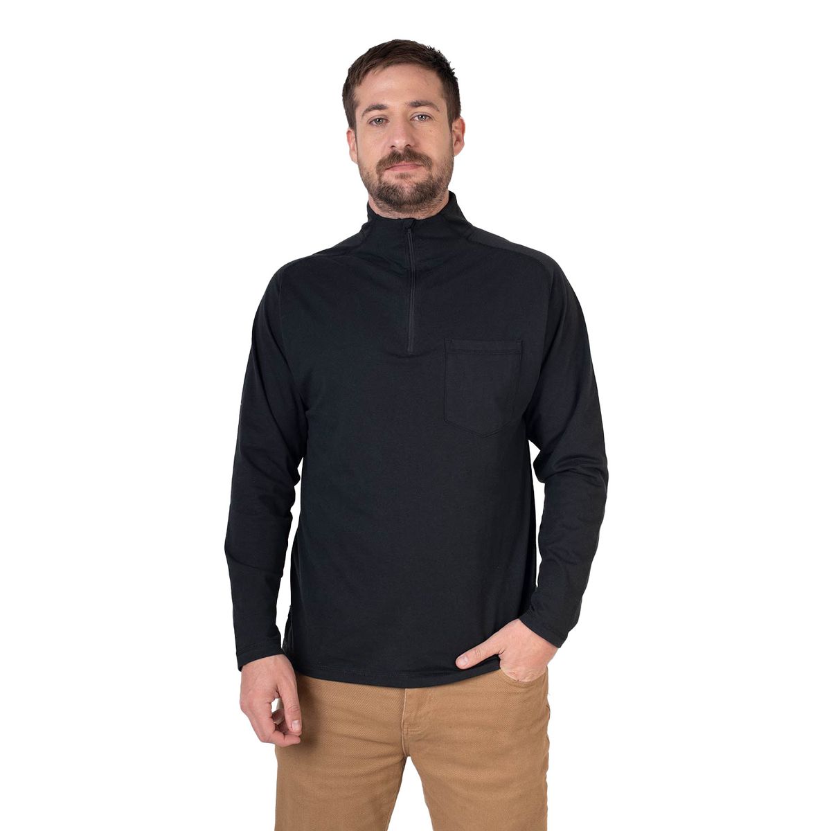 LENGA - Polera Hombre Manga Larga con Cierre SBS Arrayán Lenga