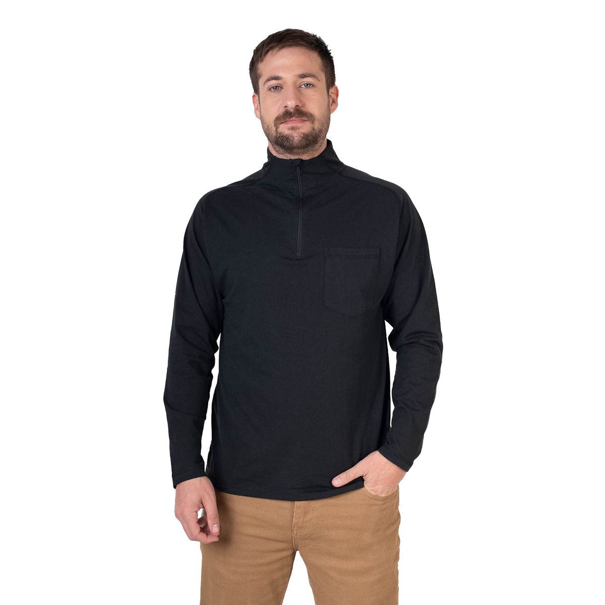 LENGA - Polera Hombre Manga Larga con Cierre SBS® Arrayán-