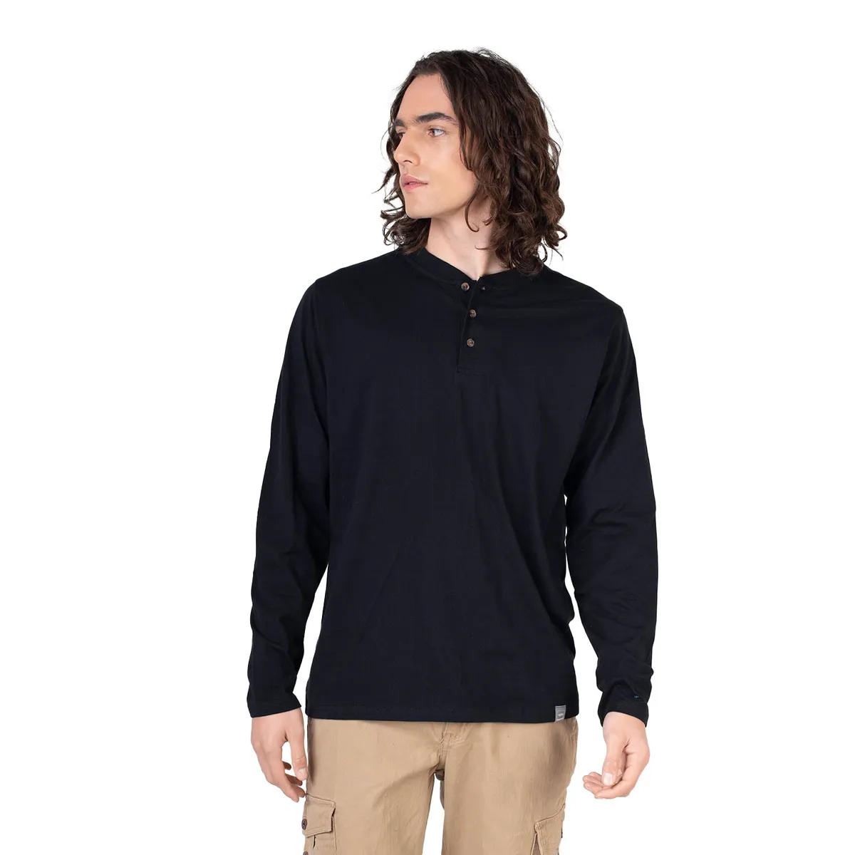 LENGA - Polera Hombre Manga Larga con Botones Queule