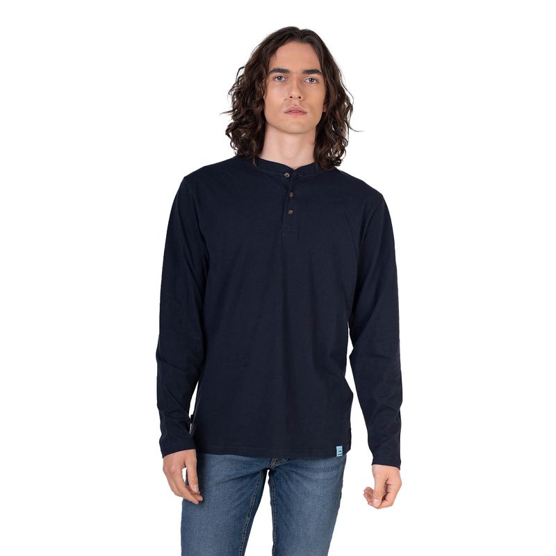LENGA - Polera Hombre Manga Larga con Botones Queule.-