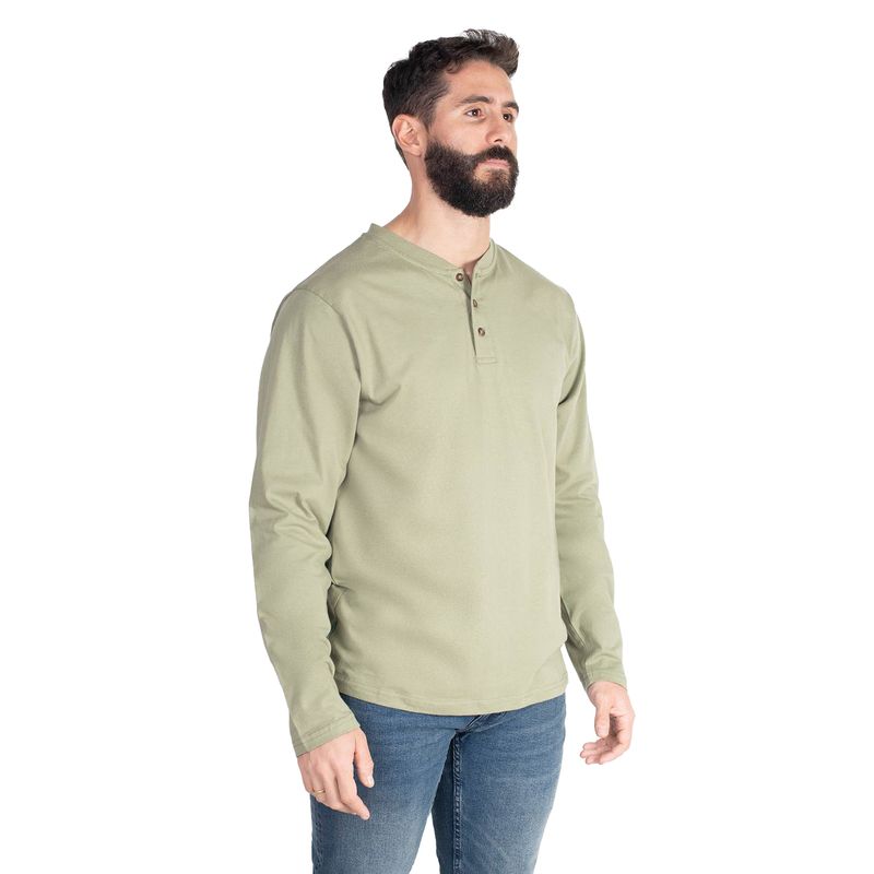 LENGA - Polera Hombre Manga Larga con Botones Queule