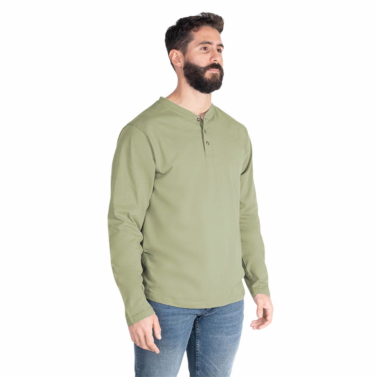 LENGA - Polera Hombre Manga Larga con Botones Queule