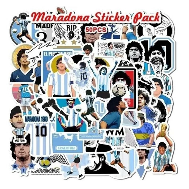 GARSIL - 50 Stickers Diego Armando Maradona - Etiquetas Autoadhesivas