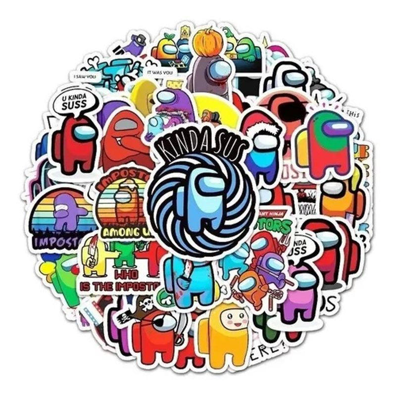 GARSIL - 50 Stickers Among Us - Etiquetas Autoadhesivas