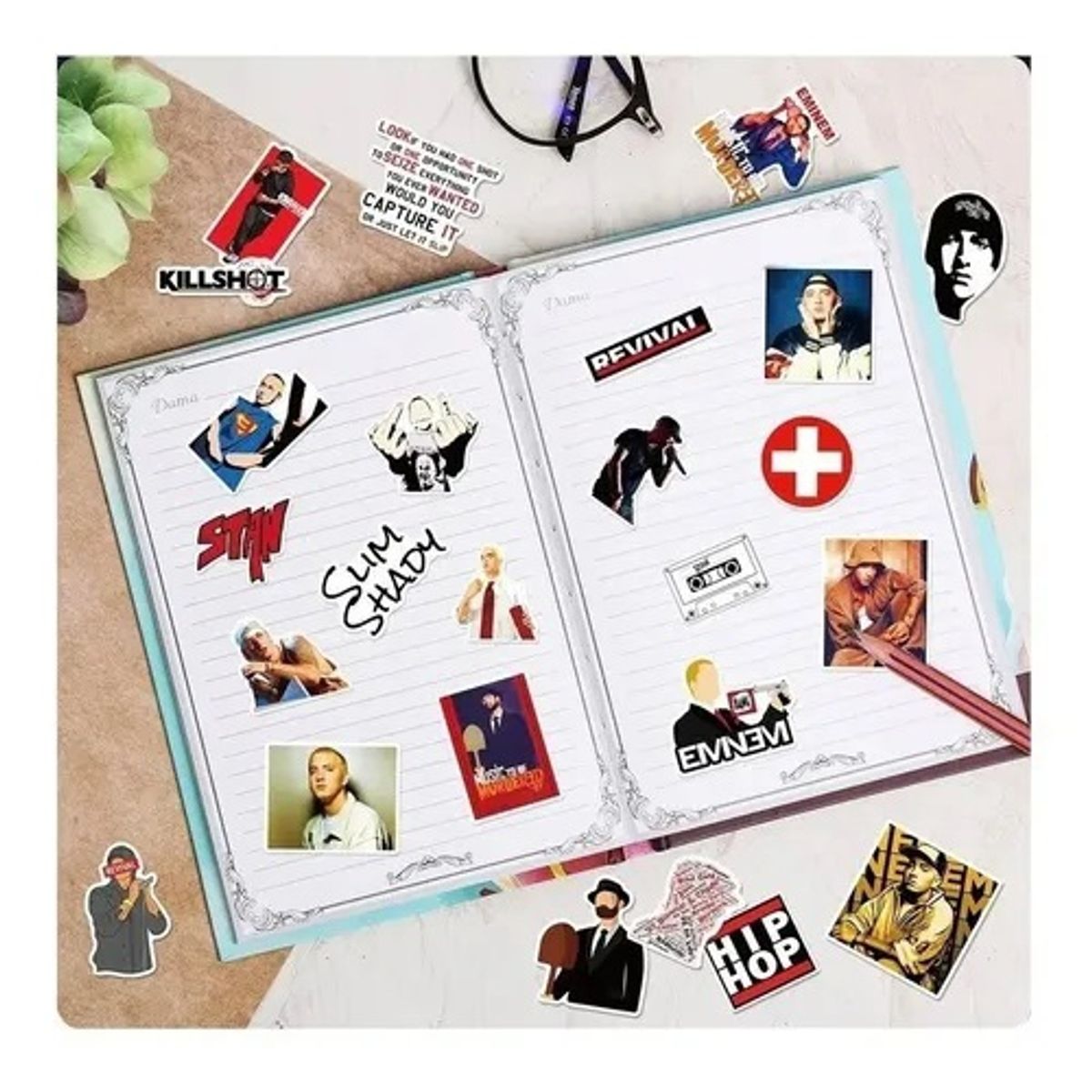 GARSIL - 50 Stickers Eminem - Etiquetas Autoadhesivas