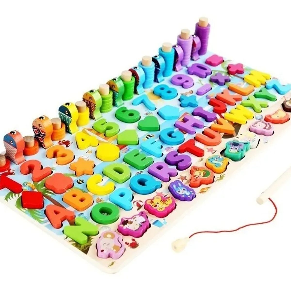 FUN AT HOME LO DIVERTIDO DE ESTAR EN CASA - Juego Madera 7 En 1 Montessori Pesca Números Formas Abaco