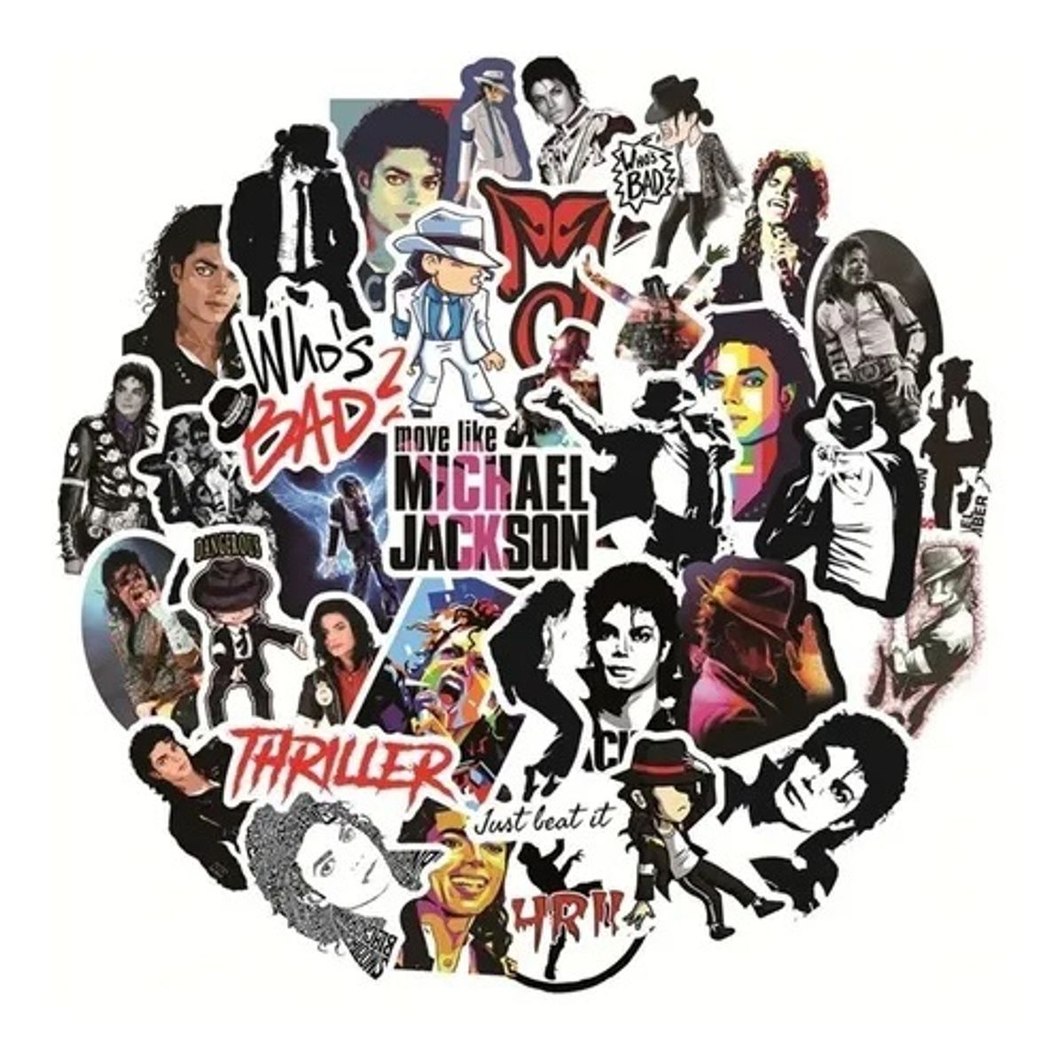 GARSIL - 50 Stickers Michael Jackson - Etiquetas Autoadhesivas