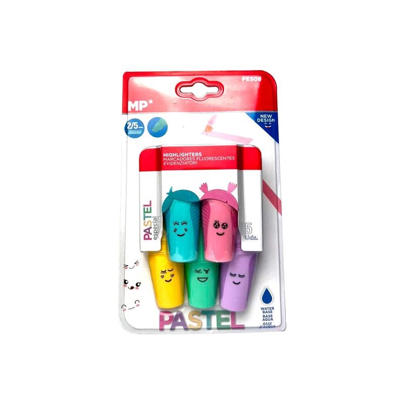 GENERICO - Set 5 Mini Destacadores Fluorescente Diseños