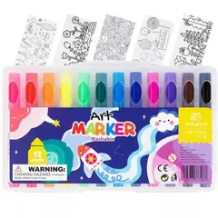 TOOKY - Set 12 Marcadores Lavables Niños + 5 Plantillas Pintables