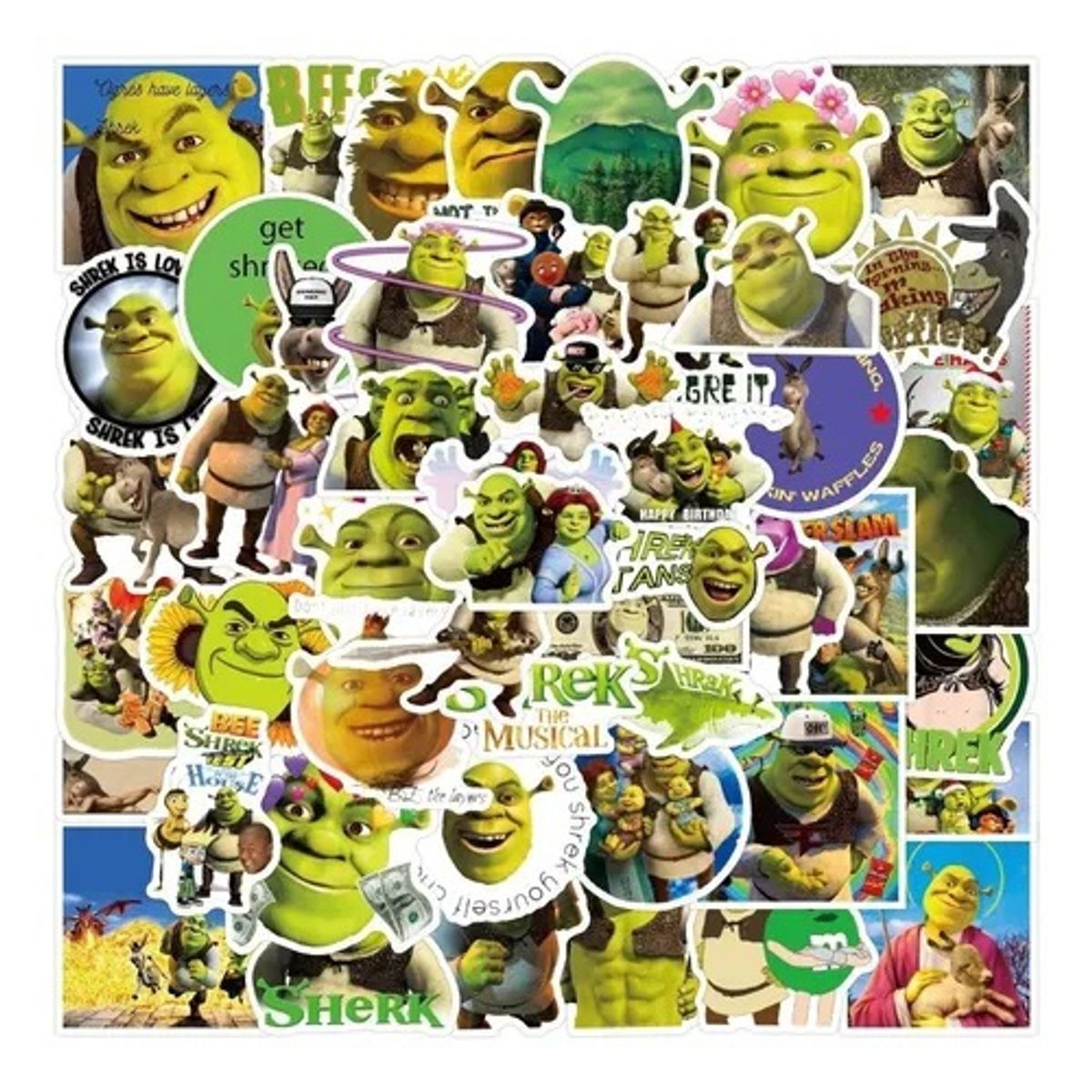 GARSIL - 50 Stickers Shrek - Etiquetas Autoadhesivas