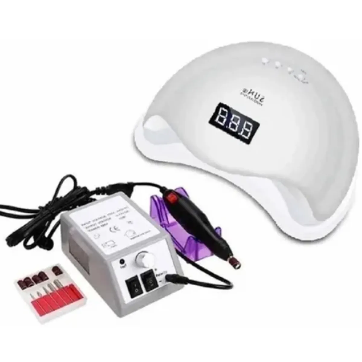 GENERICO - Lámpara Led Uv Sun5 48w + Maquina Torno De Uñas Manicure 2000