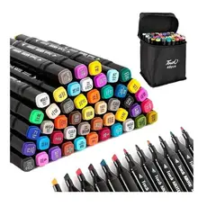 GENERICO - Estuche 48 Plumones Colorear Marcadores Doble Punta