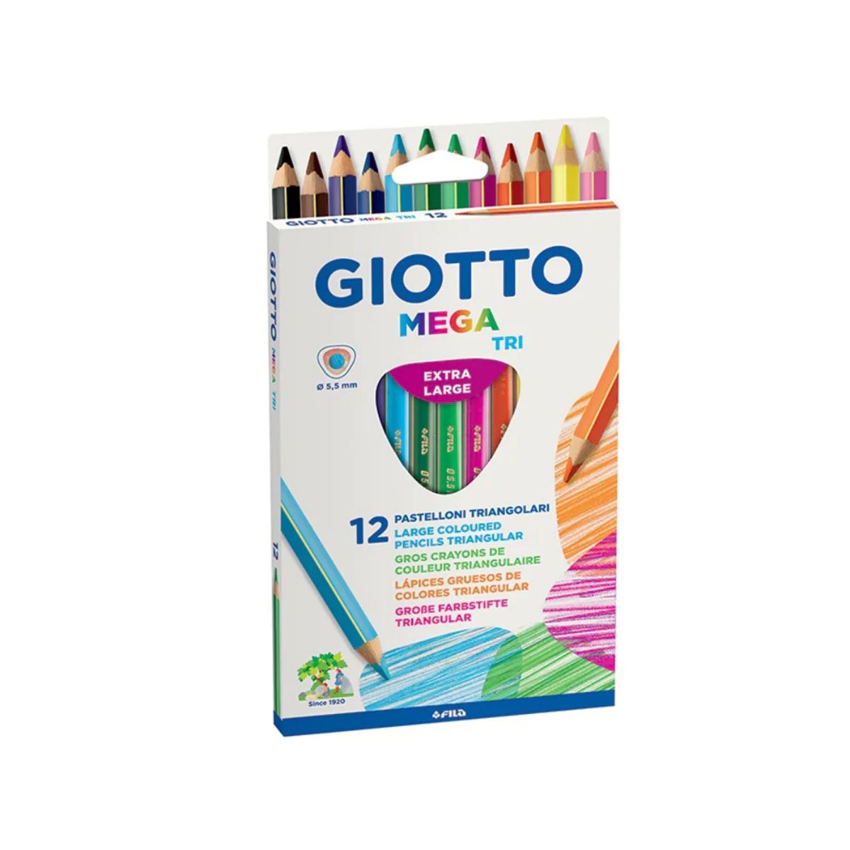 GIOTTO - Lapiz Giotto Mega Tri - 12 Colores
