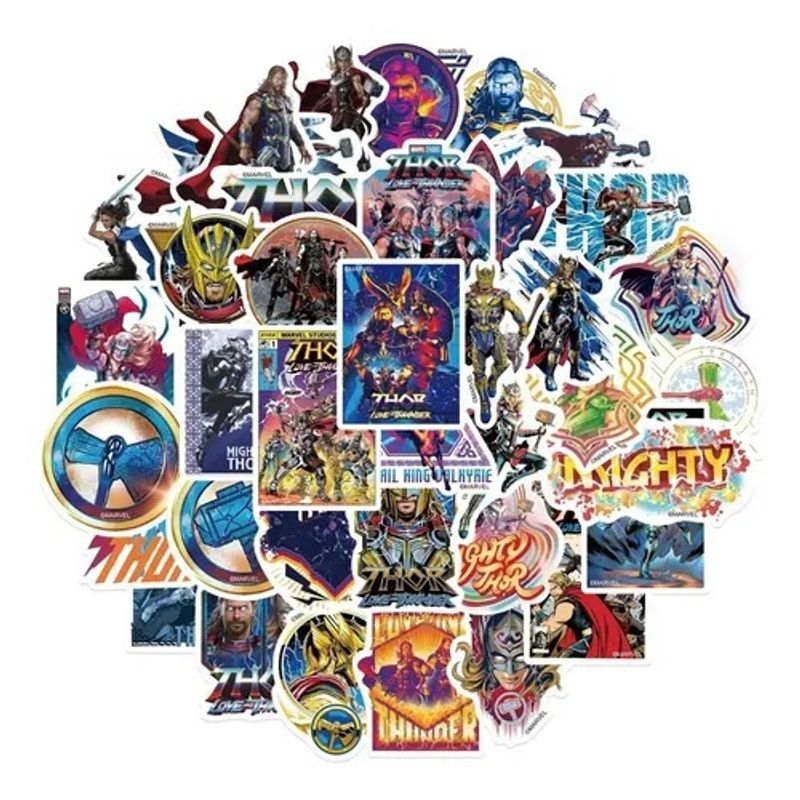 GARSIL - 50 Stickers Thor Amor y Trueno - Etiquetas Autoadhesivas