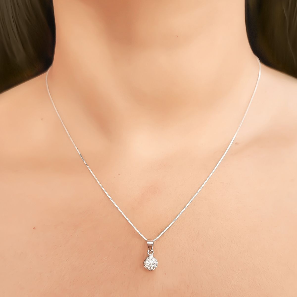 COGGIOLA - Collar Bola de Fuego Cristal Plata Fina 925