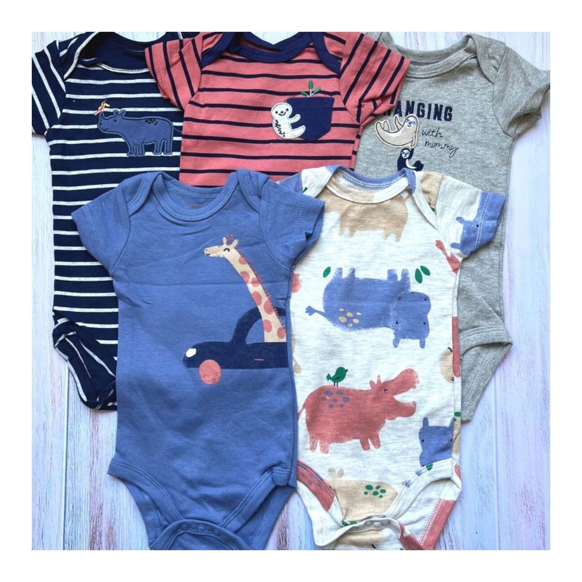 TEDMIMAK - Pack 5 Bodys Tedmimak  Manga Corta Jirafa 100% Algodón