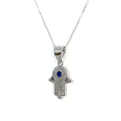 ANDREA COGGIOLA JOYAS - Collar Mano Hamsa Fátima Circones Plata Fina 925