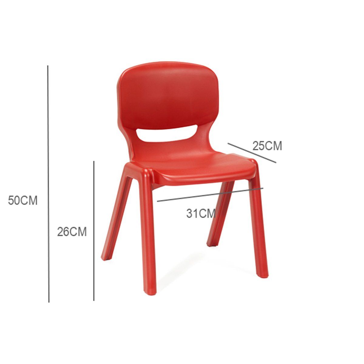 GENERICO - Silla Plastica Infantil 30x32x51cm Rojo Bighouse Mimbral