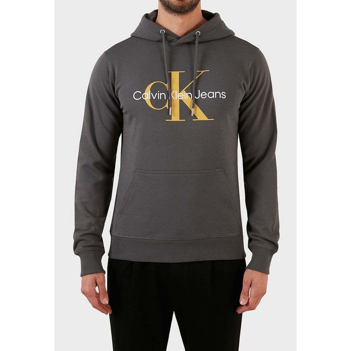 CALVIN KLEIN - Hoodie Seasonal Monogram Gris Calvin Klein