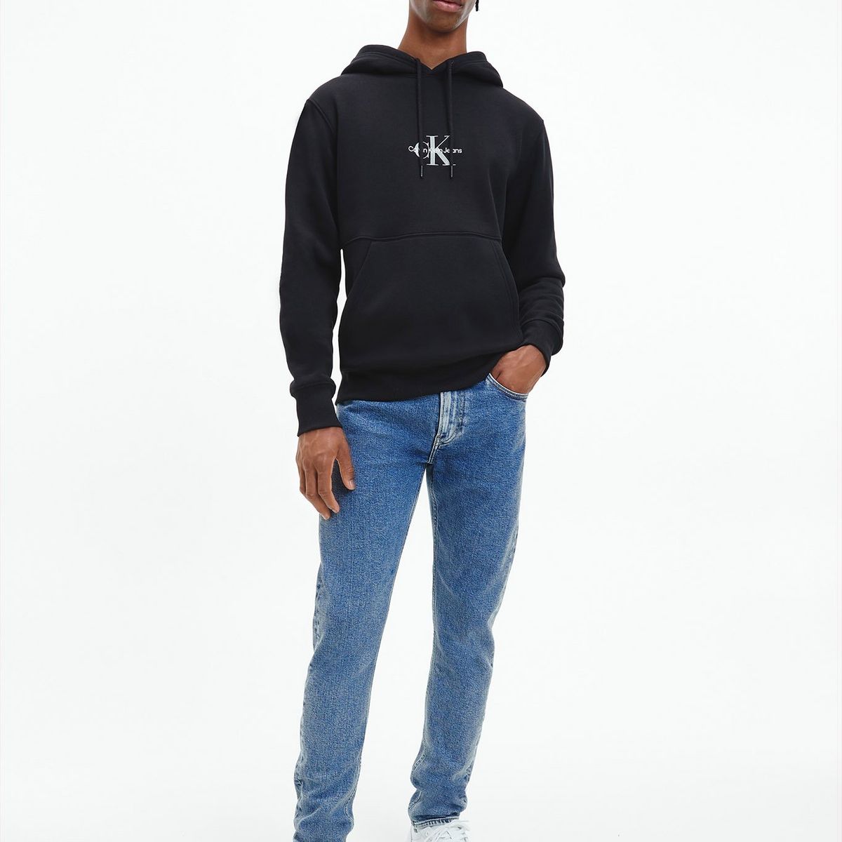 CALVIN KLEIN - Hoodie Monogram Logo Negro Calvin Klein