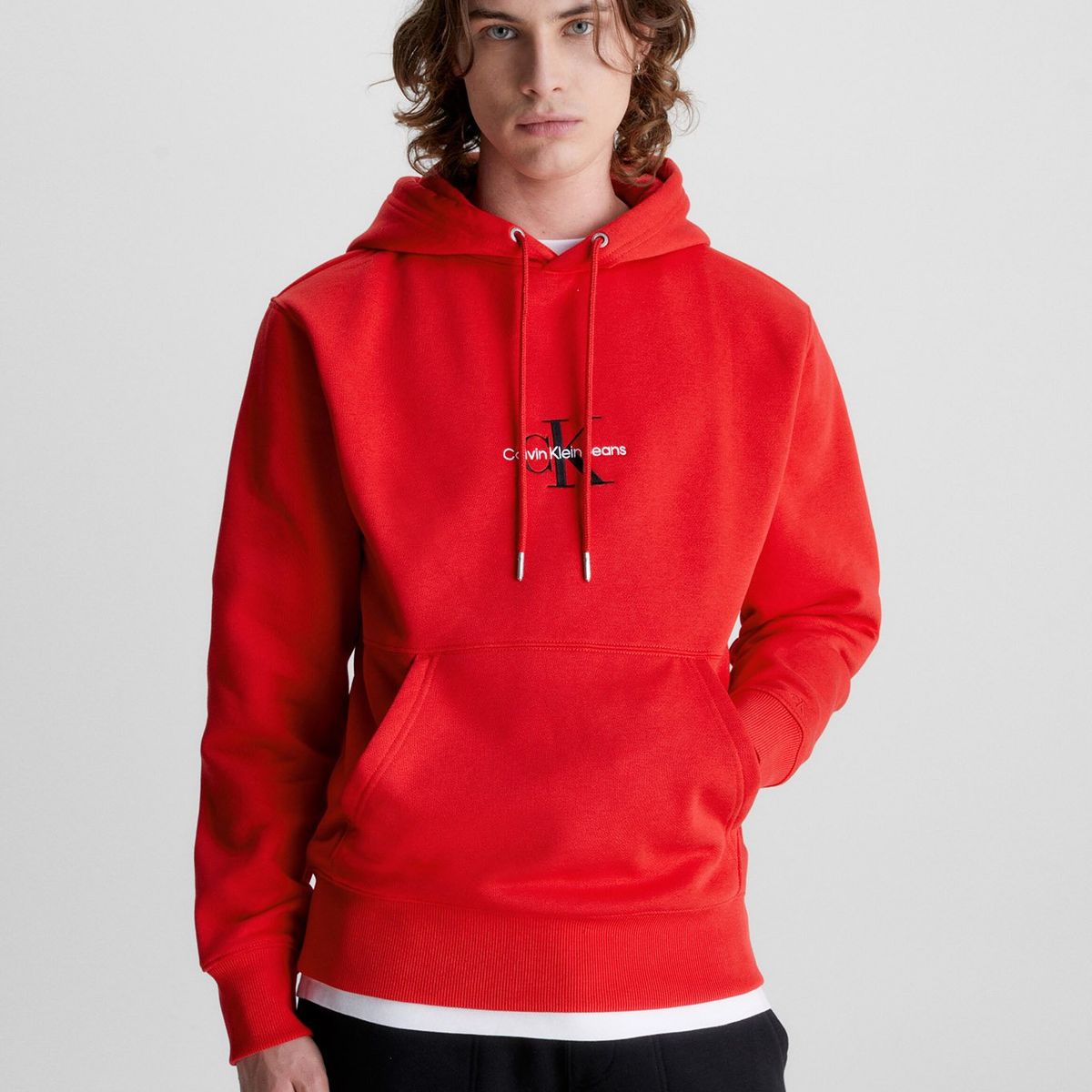 CALVIN KLEIN - Hoodie Monogram Logo Rojo Calvin Klein