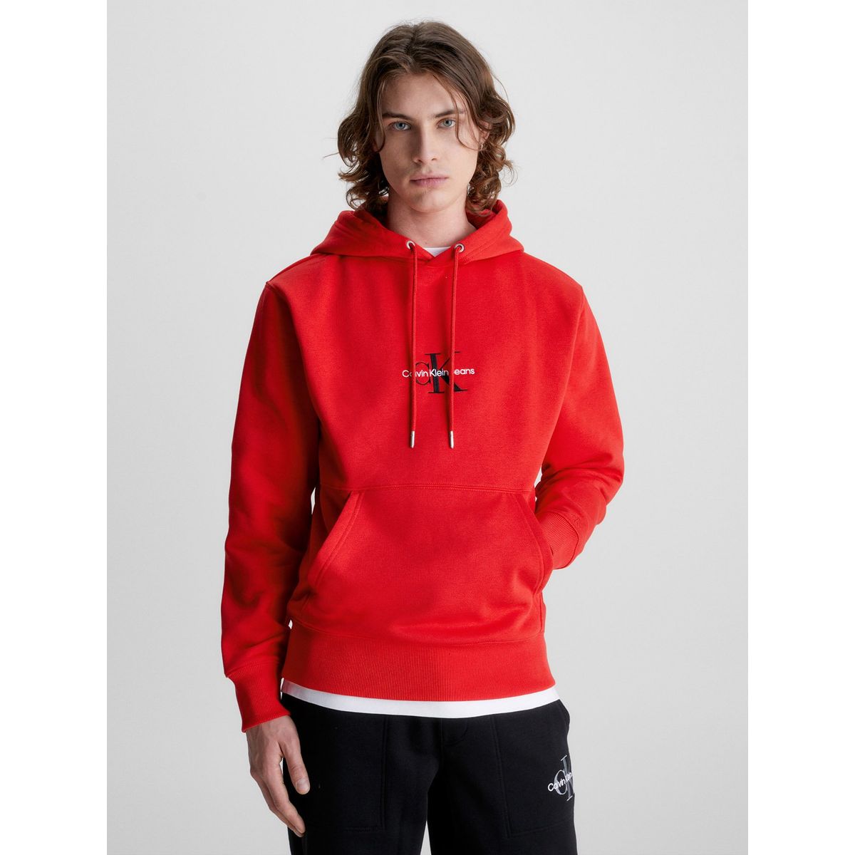 CALVIN KLEIN - Hoodie Monogram Logo Rojo Calvin Klein