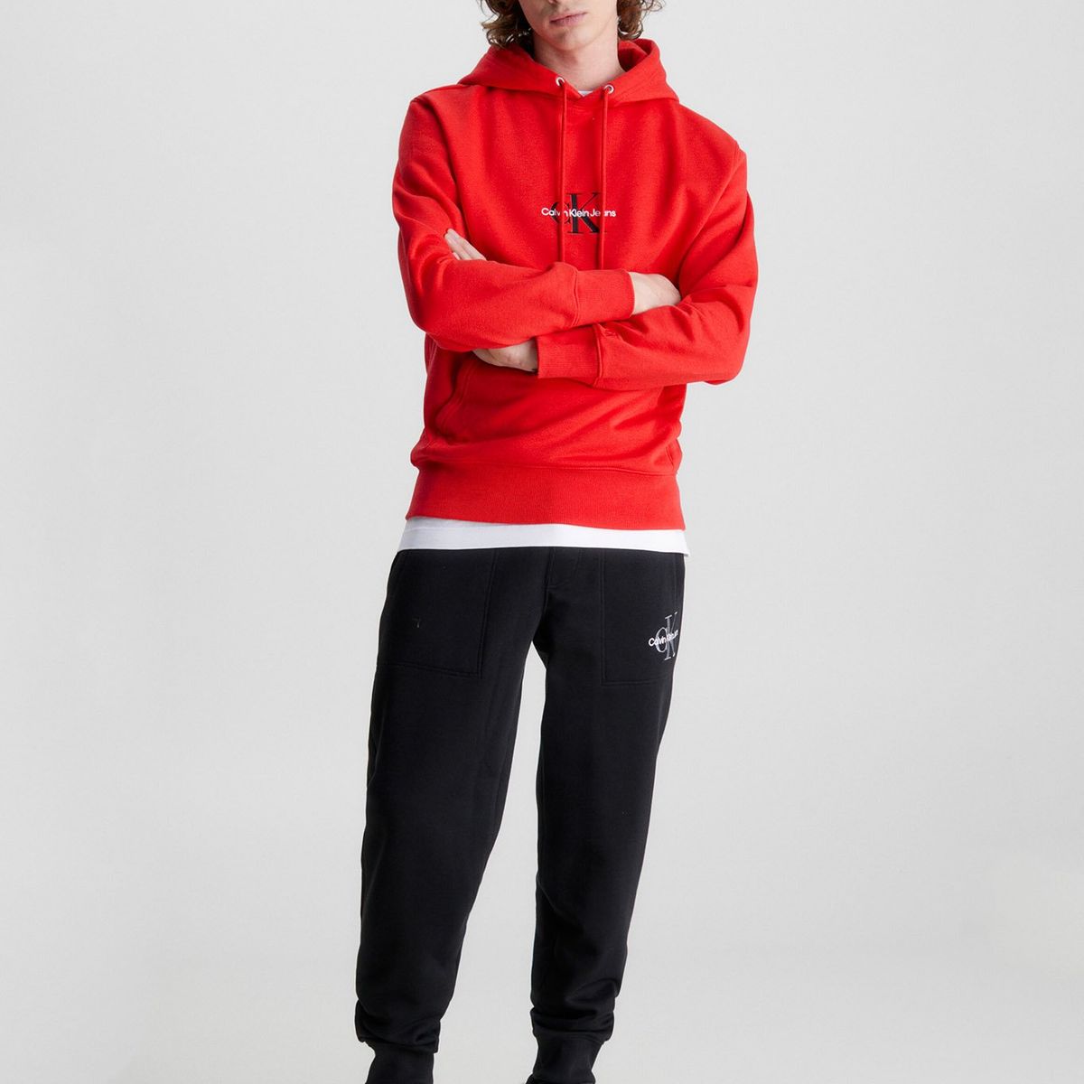 CALVIN KLEIN - Hoodie Monogram Logo Rojo Calvin Klein