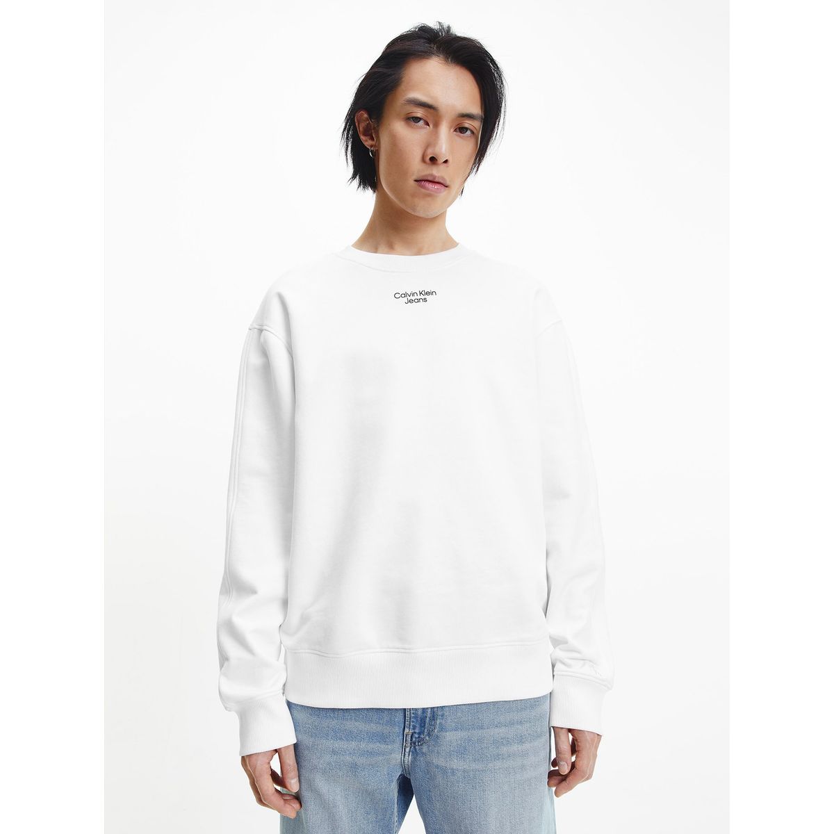 CALVIN KLEIN - Polerón Stacked Logo Blanco Calvin Klein