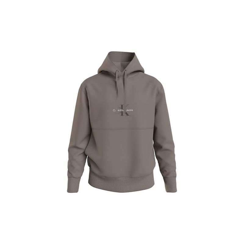 CALVIN KLEIN - Hoodie Monogram Logo Gris Calvin Klein