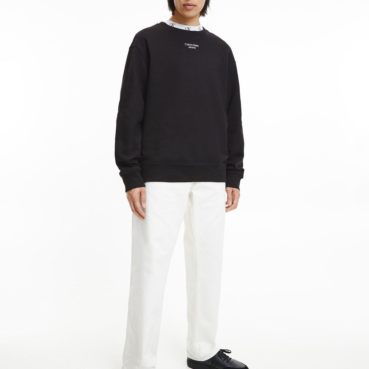 CALVIN KLEIN - Polerón Stacked Logo Negro Calvin Klein