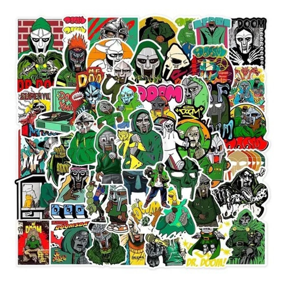 GARSIL - 50 Stickers de Mf Doom - Etiquetas Autoadhesivas