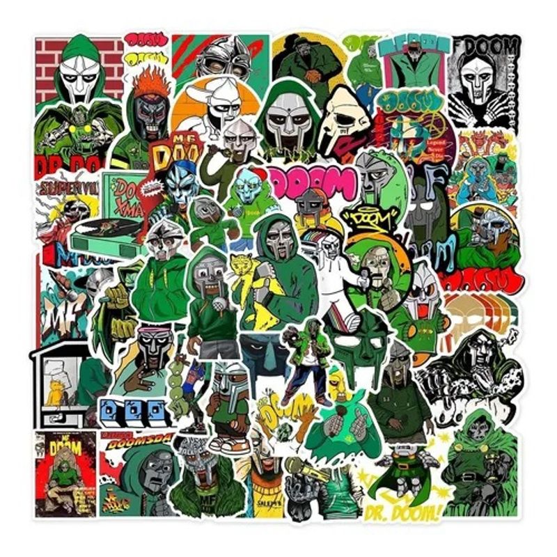 GARSIL - 50 Stickers de Mf Doom - Etiquetas Autoadhesivas