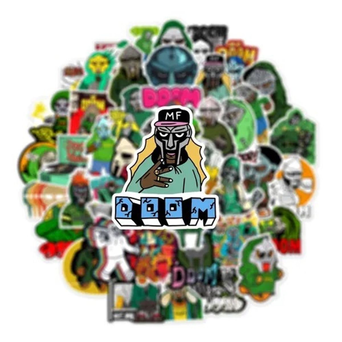 GARSIL - 50 Stickers de Mf Doom - Etiquetas Autoadhesivas