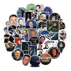GARSIL - 50 Stickers de Elon Musk - Etiquetas Autoadhesivas