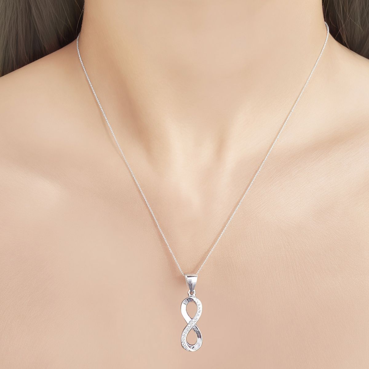 COGGIOLA - Collar Infinito Circón Grande Plata Fina 925