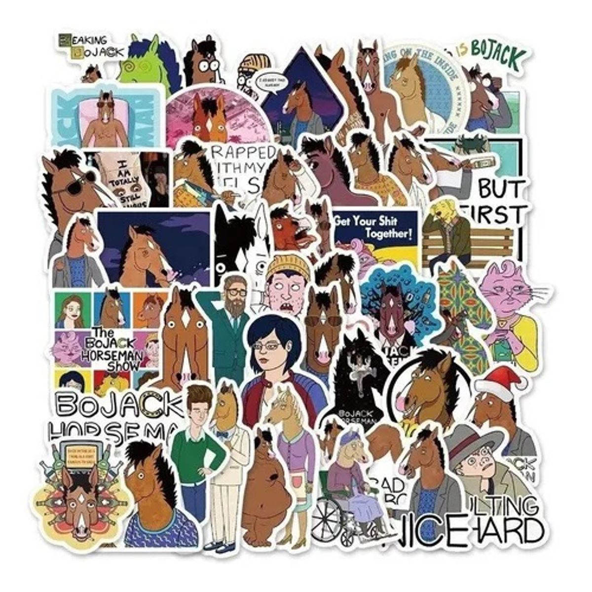 GARSIL - 50 Stickers de Bojack Horseman - Etiquetas Autoadhesivas