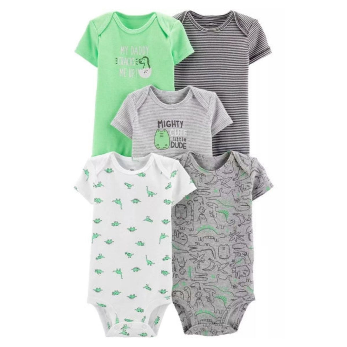 TEDMIMAK - Pack 5 Bodys Tedmimak Mighty Cute Little Dude Manga Corta 100% Algodón