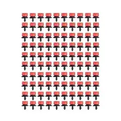 GENERICO - Pack 100 Goteros Regulables Ajustable 0-70 Lts/hora Rojo