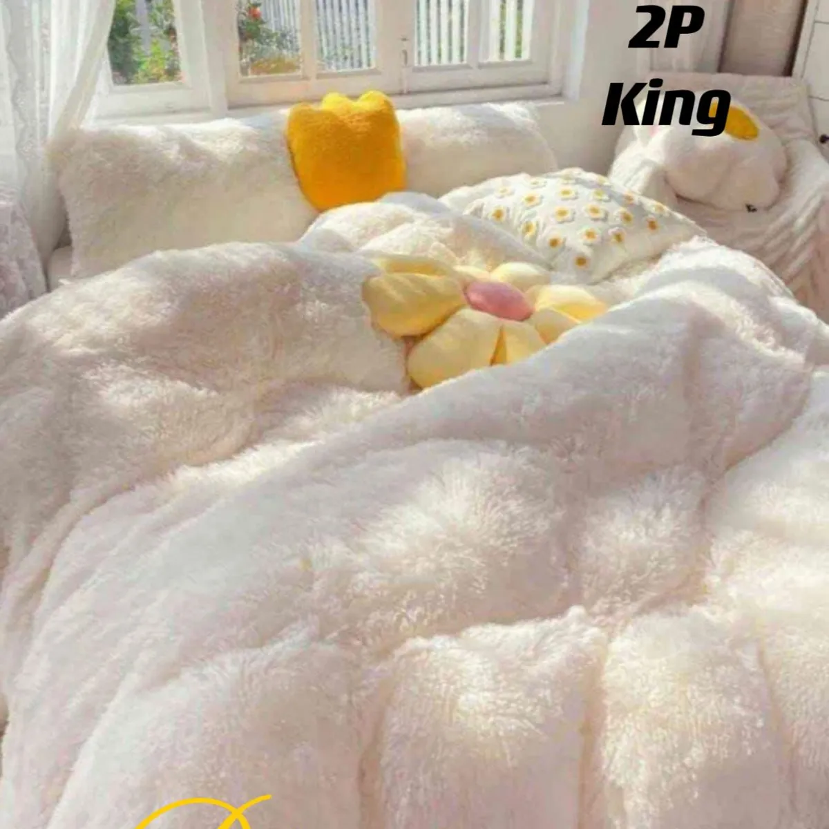 GENERICO - Cobertor de Invierno Peludo 2 plazas Blanco Invierno