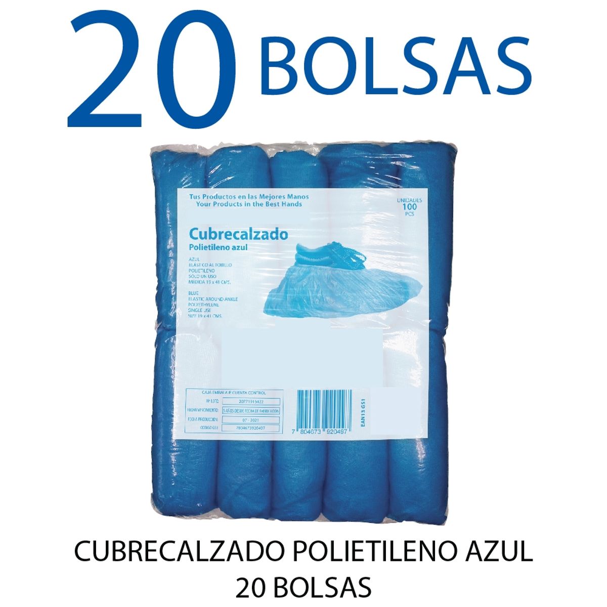 EGLOVEX - Cubrecalzado Eglovex Plástico Azul 20 Bolsas