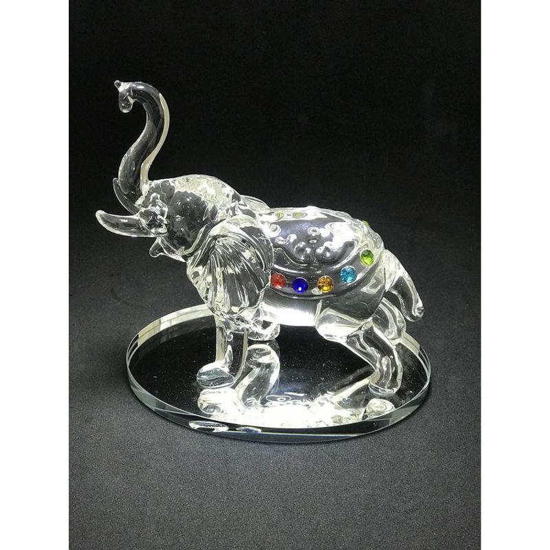 ARTE HOGAR - decoración elefante de cristal con piedras.