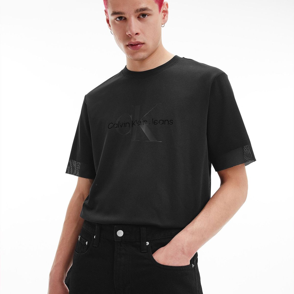 CALVIN KLEIN - Polera Monologo Double Negro Calvin Klein